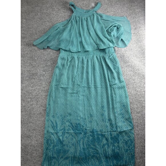 Soft Surroundings Dresses & Skirts - Soft Surroundings Dress Womens PXL Green Floral Cold Shoulder Maxi Sundress